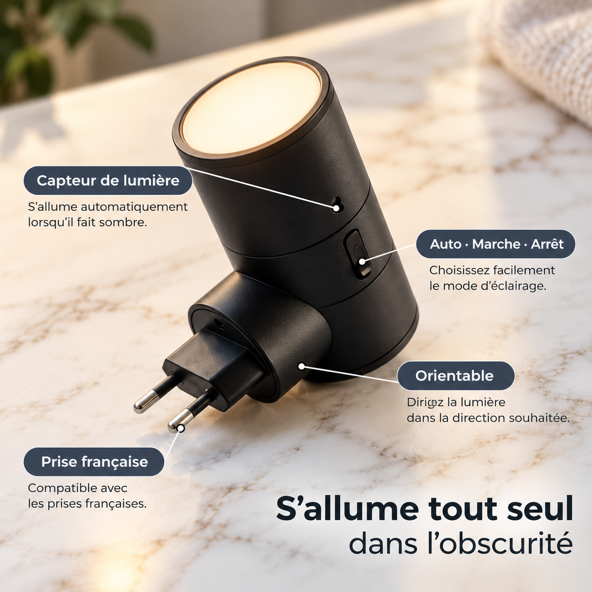 Lumélia - Lampe murale à détecteur crépusculaire