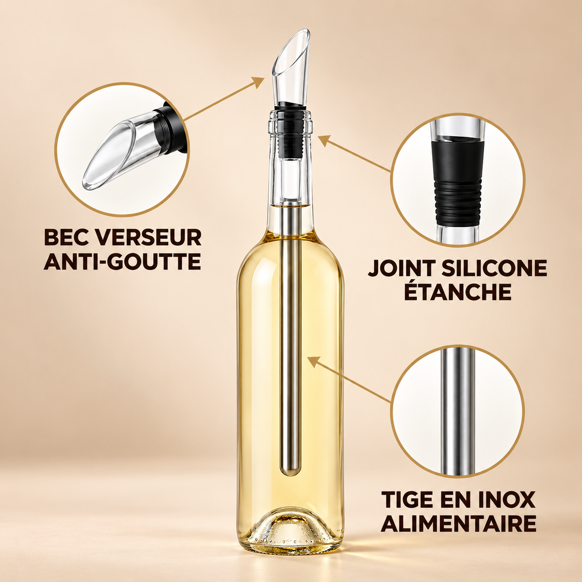 Vinélia – Rafraîchisseur à vin avec bec verseur