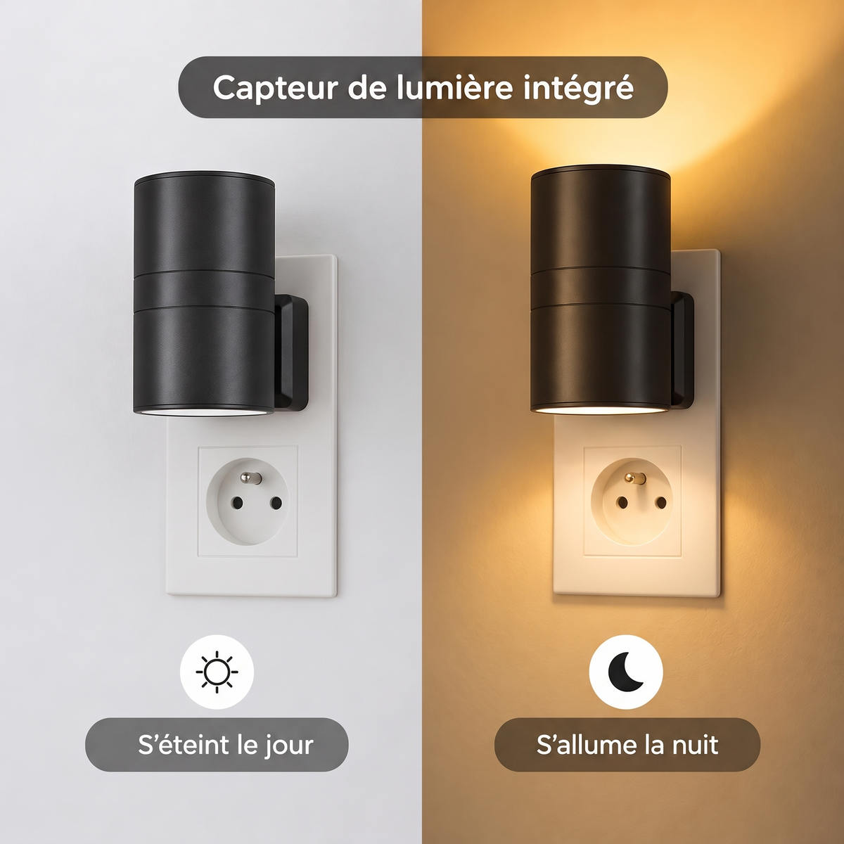 Lumélia - Lampe murale à détecteur crépusculaire