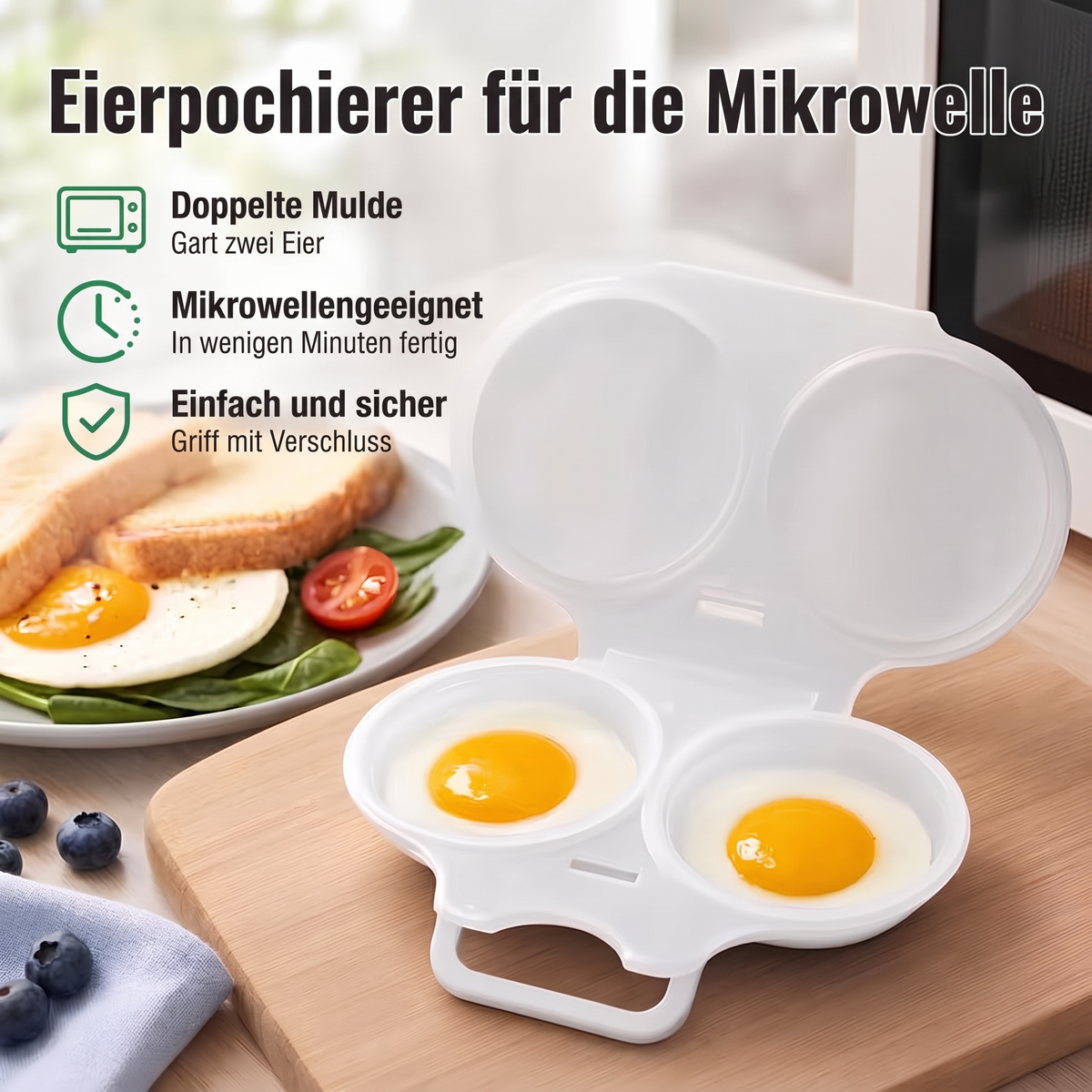 Eierpochierer für die Mikrowelle, weiß