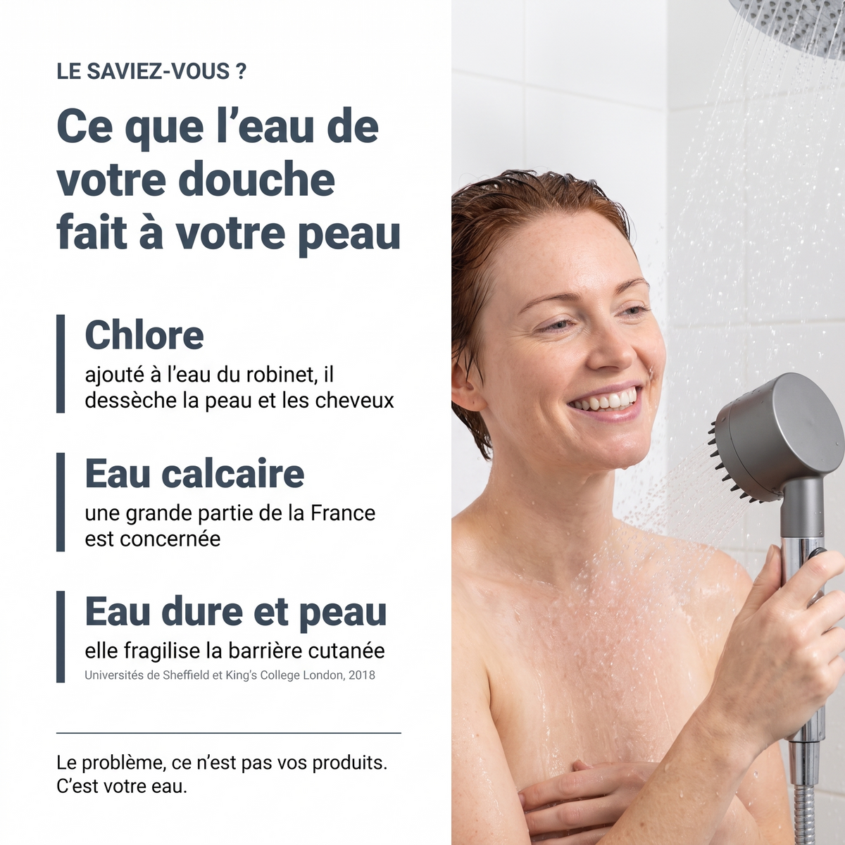 Ce que l'eau de votre douche fait à votre peau